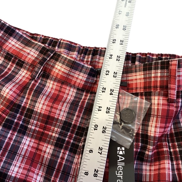 Allegra K Plaid Cropped Trousers Button Casual Tartan Check Work Pants Red Large - Picture 6 of 10